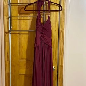 Wine open back formal dress